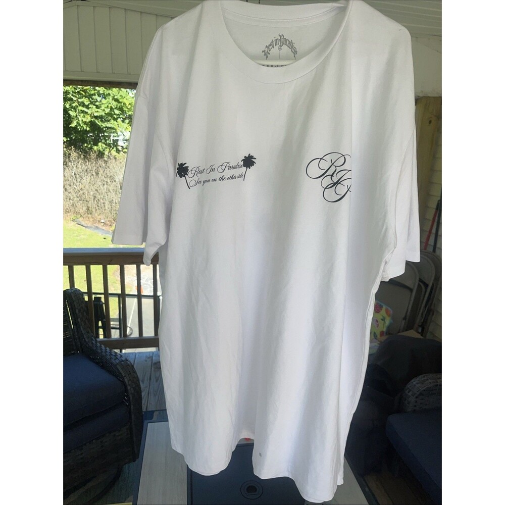 Rest In Paradise Tee Shirt White 3xl With Design On Front And Art On The Back